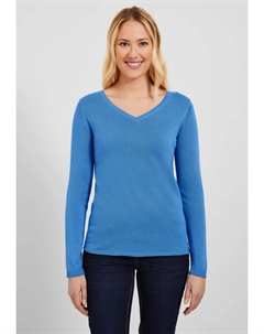 Свитер с V-образным вырезом, женственный V-образный вырез, синий Cecil