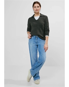 Свитер с V-образным вырезом и рукавами 3/4, хаки Cecil