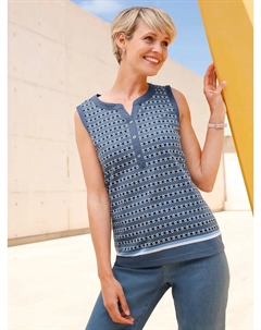 Топ-рубашка, цвет Rauchblau-Ecru-Bedruckt Classic basics