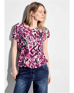 Футболка с закругленным V-образным вырезом, розовый Cecil