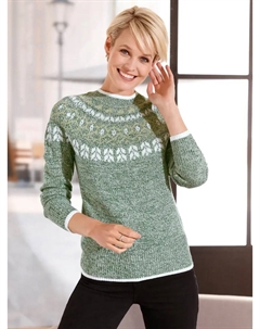 Норвежский свитер "Свитер с длинными рукавами", зеленый Classic basics