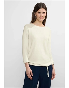 Свитер с круглым вырезом и завязками по краю, белый Cecil