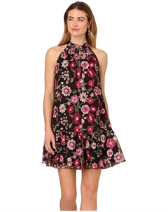 Платье Embroidered Short Dress, розовый мульти Adrianna papell