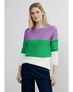 Свитер с круглым вырезом, выполненный из тонкой вязки, зеленый Cecil