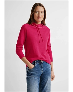 Свитер с воротником стойкой и трикотажной структурой, коралловый Cecil