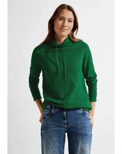 Свитер с воротником стойкой и трикотажной структурой, зеленый Cecil