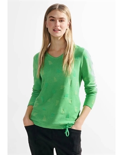 Однотонный свитер с V-образным вырезом, зеленый Cecil