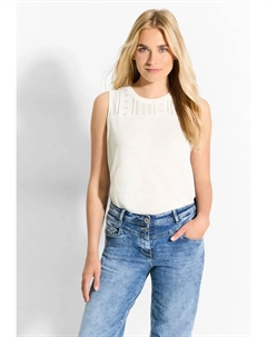 Кружевной топ с круглым вырезом, белый Cecil