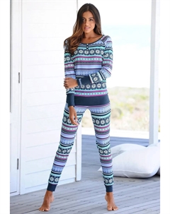 Пижама (2 шт.) с ярким норвежским узором, синий Bench