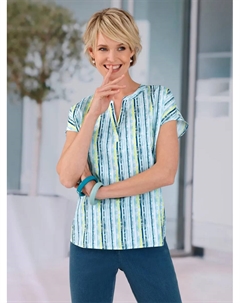 Блуза-комбинация, цвет Weiß-Aquamarin-Gestreift Classic basics