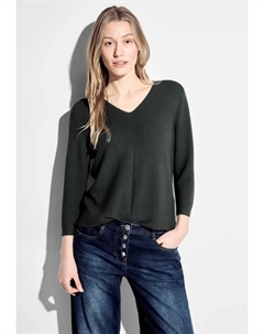 Свитер с V-образным вырезом и декоративным передним швом, хаки Cecil