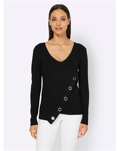 Свитер с V-образным вырезом "Пуловер", черный Heine