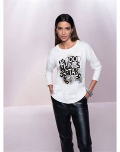 Свитер с круглым вырезом "Пуловер", цвет Champagner-Weiß-Meliert Heine