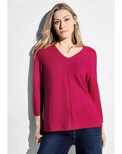 Свитер с V-образным вырезом и декоративным передним швом, розовый Cecil