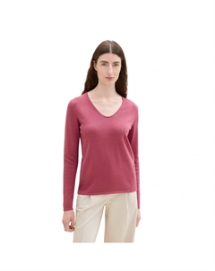 Свитер с V-образным вырезом из тонкой вязки, зеленый Tom tailor