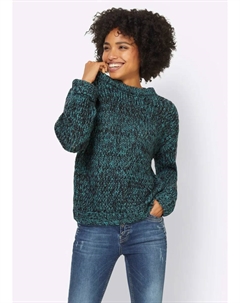 Свитер с круглым вырезом "Пуловер", цвет Schwarz-Ozean-Meliert Heine