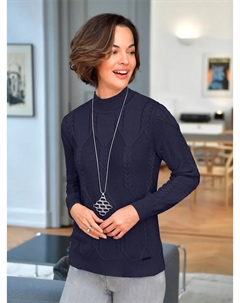 Повседневный образ Свитер с воротником-стойкой "Пуловер", цвет морской волны Casual looks