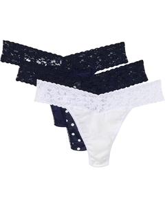 Стринги Cotton Original Rise Thong 3-pack, цвет Navy/Full Circle/White Hanky panky