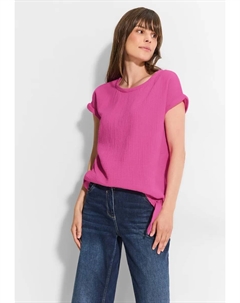 Блуза с короткими рукавами и узлом на подоле, розовый Cecil
