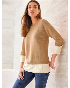 Свитер с круглым вырезом "Пуловер", цвет Champagner-Camel-Gemustert Heine