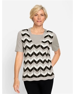 Классический свитер с короткими рукавами "Пуловер", цвет Hellgrau-Ecru-Gemustert Classic