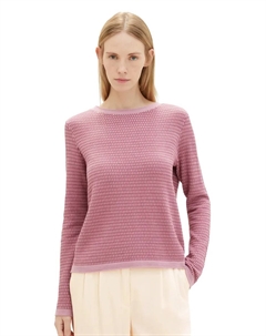 Свитер с круглым вырезом и структурированным узором, цвет Pink Dark Pink Structure Tom tailor