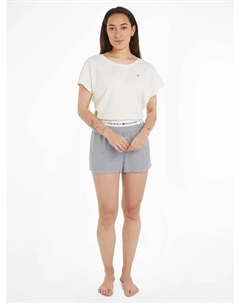 Underwear Пижама "SS PYJ SET WOVEN" (комплект, 2 предмета, рубашка+шорты), однотонная рубашка, шорты с рисунком, цвет Ivory / Woven Mini Geo Tommy hilfiger