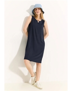 Летнее платье с разрезом на круглой шее, синий Cecil