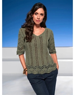 Свитер с рукавами 3/4 "Пуловер", оливковый Heine