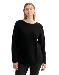 PLUS вязаный свитер с ребристой структурой, черный Tom tailor