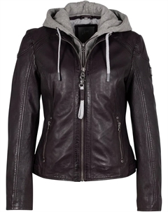 Цыганская кожаная куртка "GWAlice", с капюшоном, карманами на молнии, декоративными швами, вставкой в ​​капюшоне, цвет Plum Gipsy