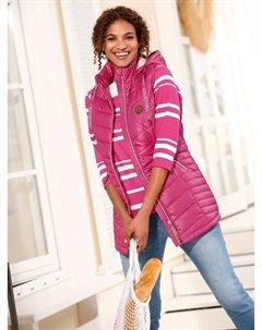 Повседневный образ, длинный жилет, фуксия Casual looks