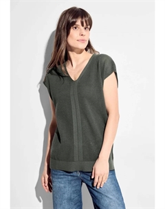 Свитер с V-образным вырезом из чистого хлопка, хаки Cecil