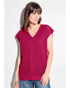 Свитер с V-образным вырезом из чистого хлопка, розовый Cecil