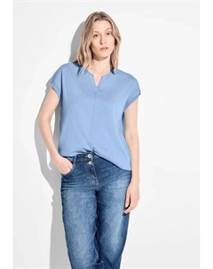 Свитер с короткими рукавами, выполненный из тонкой вязки, голубой Cecil