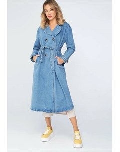 Тренч "Современная классика", женское пальто из джинсовой ткани с поясом, синий Wittchen