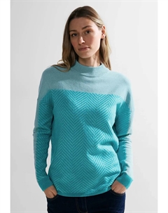 Свитер с воротником стойкой, с воротником стойкой, голубой Cecil