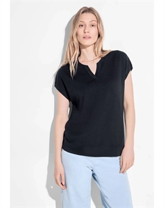 Свитер с короткими рукавами, выполненный из тонкой вязки, синий Cecil