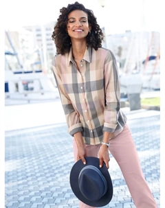 Блузка в клетку, цвет Grau-Rosé-Kariert Classic basics