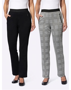 Брюки без застежки, цвет Schwarz + Sesam-Schwarz-Kariert Classic basics
