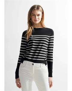 Свитер с круглым вырезом, выполненный из мягкой смеси материалов, черный Cecil