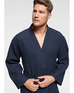 Халат унисекс "Nora" (1 шт.), женский и мужской с воротником-кимоно, вафельное пике, чистый хлопок, XS-2XL, цвет морской волны Andas