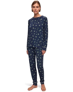 Пижама Gisele Printed Crew PJ Set, цвет Woodland Pine Navy/Ivory Eberjey