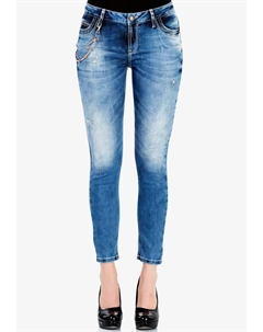 Джинсы узкого кроя с выцветшим эффектом и зауженной посадкой, синий Cipo&baxx