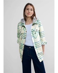 Длинная куртка с капюшоном и планкой на пуговицах, зеленый Cecil