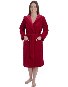Женский халат (1 шт.), с капюшоном, бордовый Wewo fashion