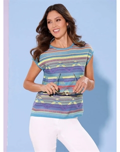 Свитер с круглым вырезом "Пуловер", цвет Aqua-Zitrone-Gemustert Classic basics