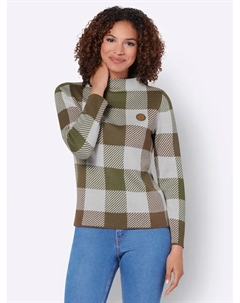 Повседневный образ Свитер с воротником-стойкой "Пуловер", оливковый Casual looks