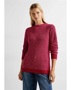 Свитер с круглым вырезом и воротником стойкой, коралловый Cecil