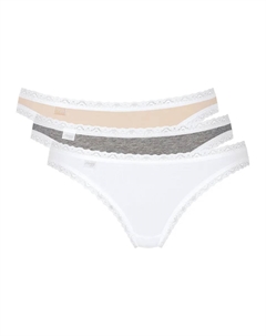 Трусики-стринги "24/7 Weekend Tanga C3P" (упаковка, 3 шт.), с узкими боковыми вставками, плоско пришитая кружевная отделка, цвет White - Light Combination Sloggi